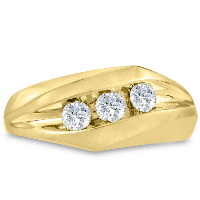 Men's 1/2 Carat Diamond Wedding Band in 14K Yellow Gold, -K, I1-I2, 9.64mm Wide by SuperJeweler