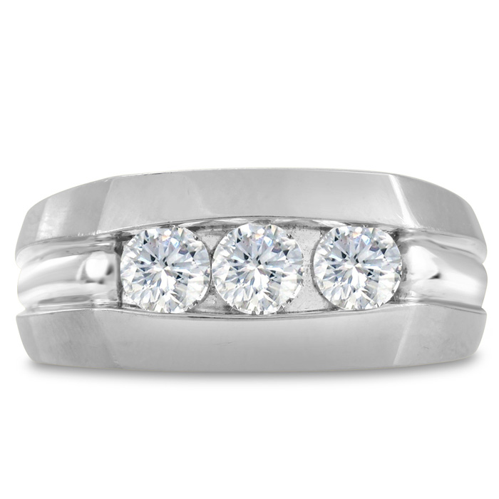 Men's 3/4 Carat Diamond Wedding Band in White Gold, -K, I1-I2, 9.79mm Wide by SuperJeweler