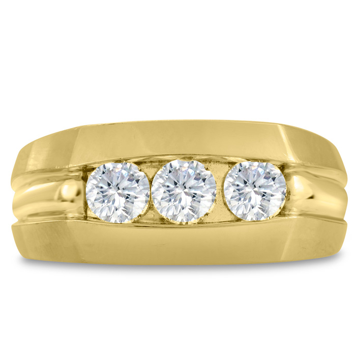 Men's 3/4 Carat Diamond Wedding Band in Yellow Gold, G-H Color, , 9.79mm Wide by SuperJeweler