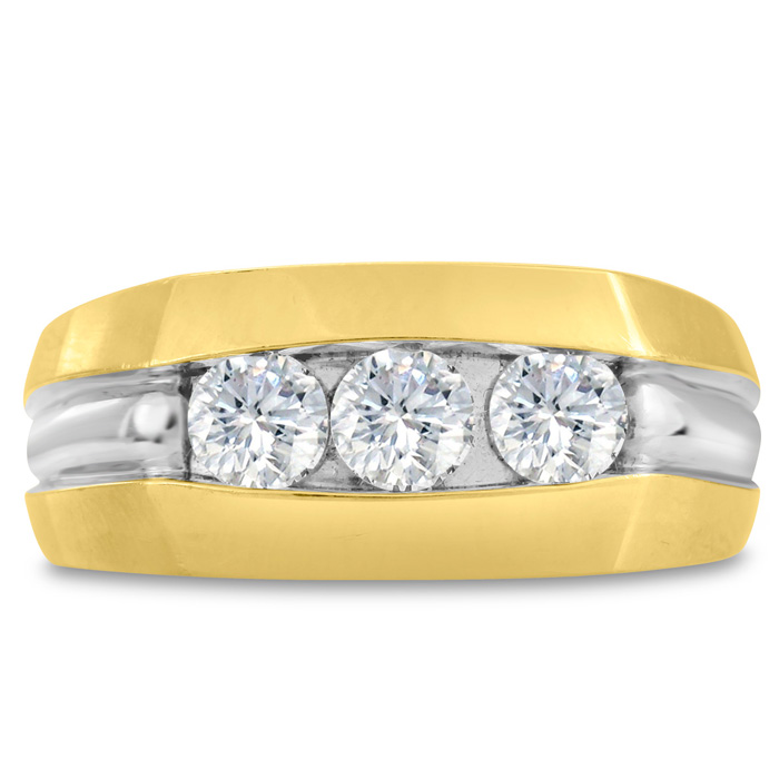 Men's 3/4 Carat Diamond Wedding Band in  Two-Tone Gold, -K, I1-I2, 9.79mm Wide by SuperJeweler