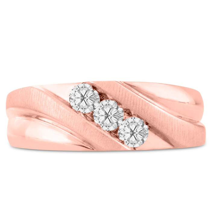 Men's 1/2 Carat Diamond Wedding Band in Rose Gold, -K, I1-I2, 8.12mm Wide by SuperJeweler