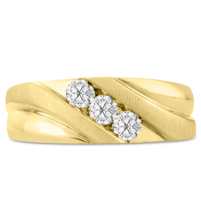 Men's 1/2 Carat Diamond Wedding Band in Yellow Gold, G-H Color, , 8.12mm Wide by SuperJeweler