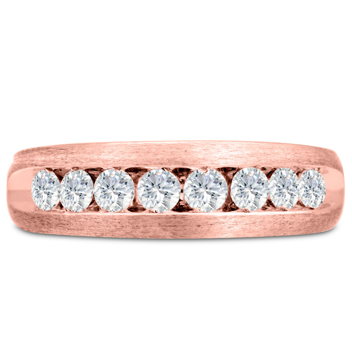 Men's 3/4 Carat Diamond Wedding Band in 14K Rose Gold, G-H Color, , 6.78mm Wide by SuperJeweler