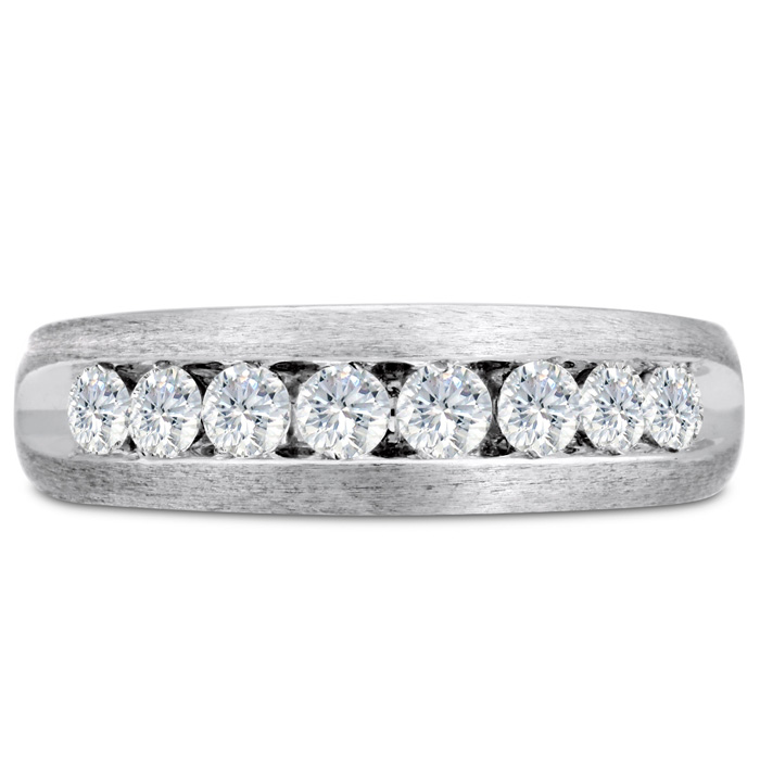 Men's 3/4 Carat Diamond Wedding Band in 14K White Gold, G-H Color, , 6.78mm Wide by SuperJeweler
