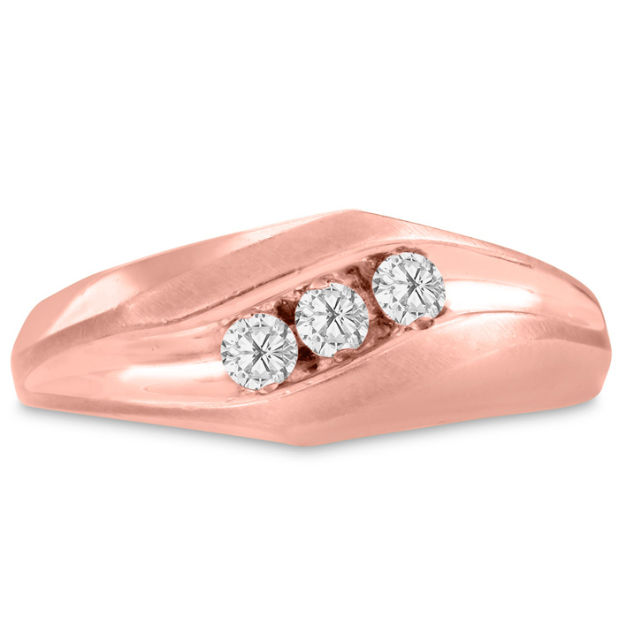 Men's 1/4 Carat Diamond Wedding Band in Rose Gold, -K, I1-I2, 8.60mm Wide by SuperJeweler