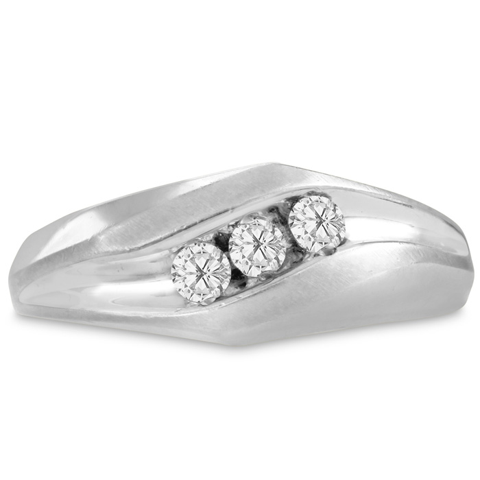Men's 1/4 Carat Diamond Wedding Band in 14K White Gold, -K, I1-I2, 8.60mm Wide by SuperJeweler