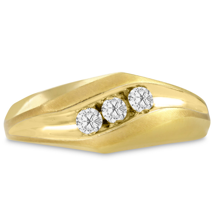 Men's 1/4 Carat Diamond Wedding Band in 14K Yellow Gold, -K, I1-I2, 8.60mm Wide by SuperJeweler