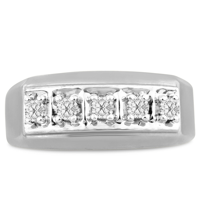 Men's 1/4 Carat Diamond Wedding Band in White Gold, G-H Color, , 9.23mm Wide by SuperJeweler