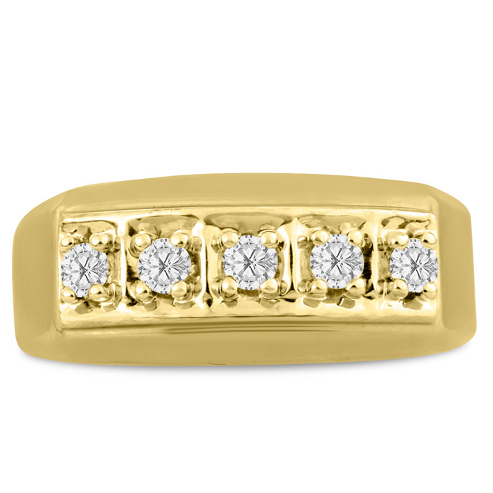 Men's 1/4 Carat Diamond Wedding Band in Yellow Gold, G-H Color, , 9.23mm Wide by SuperJeweler