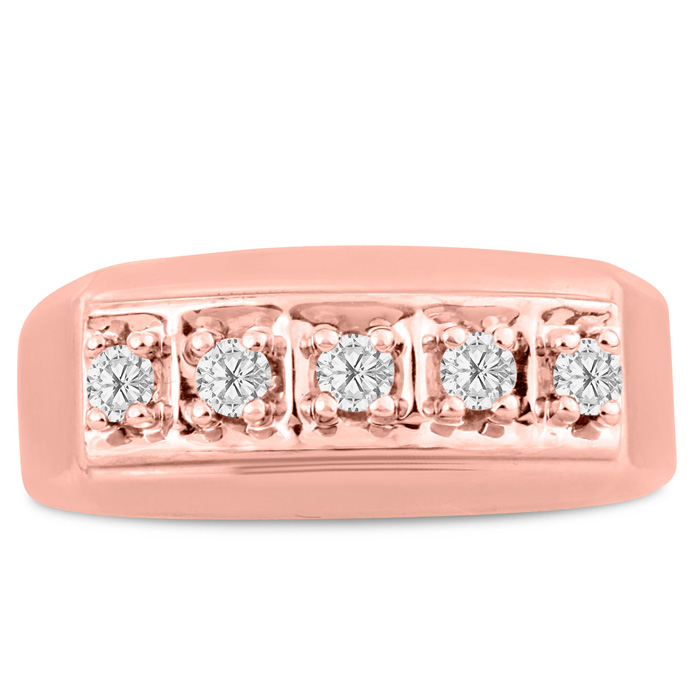 Men's 1/4 Carat Diamond Wedding Band in 14K Rose Gold, -K, I1-I2, 9.23mm Wide by SuperJeweler