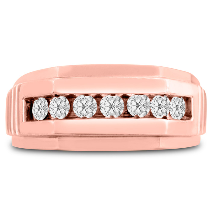 Men's 1/2 Carat Diamond Wedding Band in Rose Gold, -K, I1-I2, 9.91mm Wide by SuperJeweler