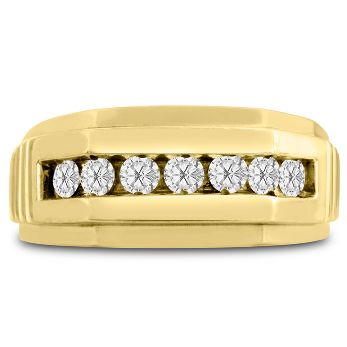 Men's 1/2 Carat Diamond Wedding Band in Yellow Gold, -K, I1-I2, 9.91mm Wide by SuperJeweler
