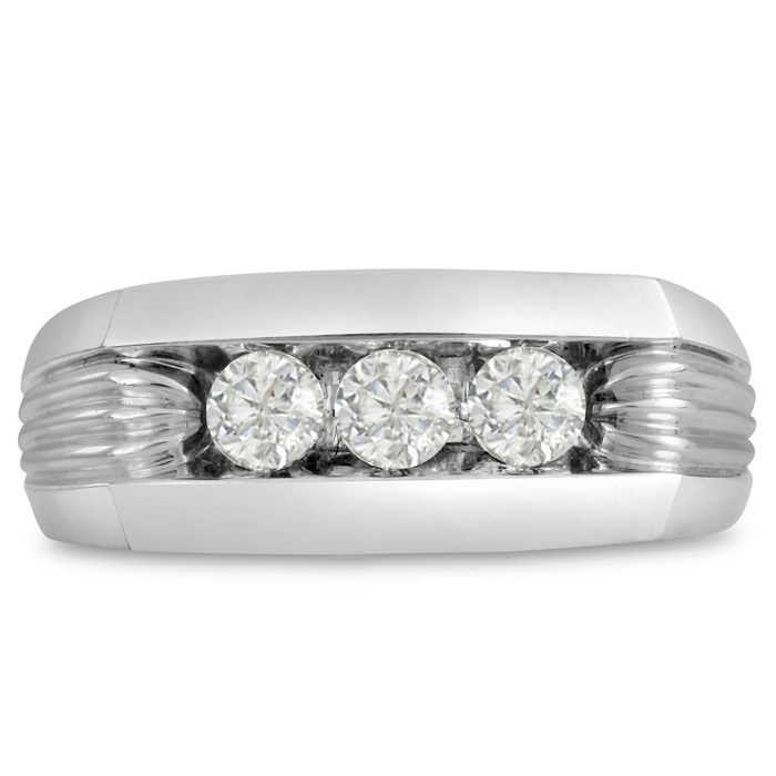 Men's 1/2 Carat Diamond Wedding Band in White Gold, -K, I1-I2, 9.01mm Wide by SuperJeweler