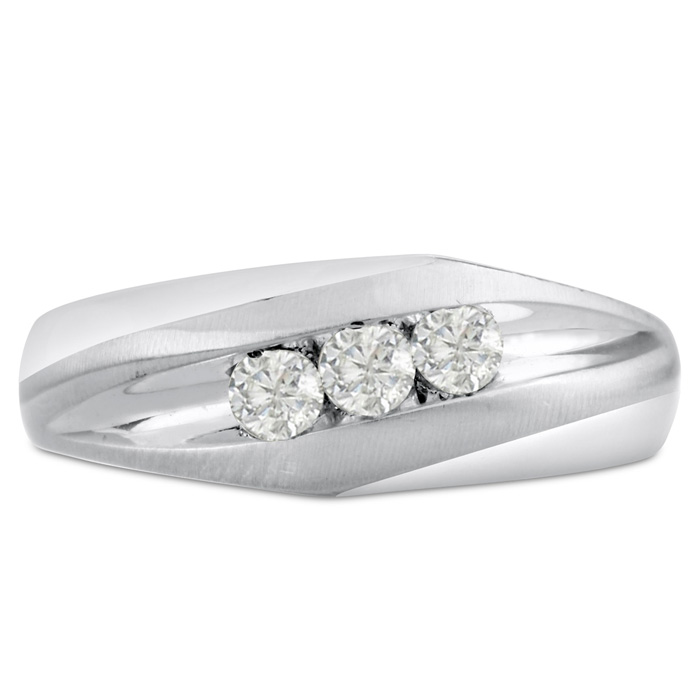 Men's 1/3 Carat Diamond Wedding Band in 14K White Gold, -K, I1-I2, 7.95mm Wide by SuperJeweler