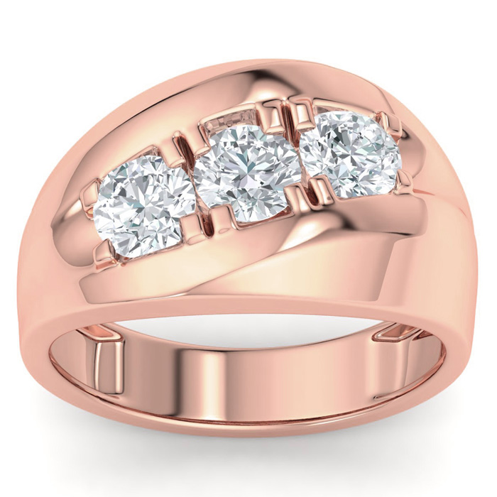 Men's 1 Carat Diamond Wedding Band in Rose Gold, -K, I1-I2, 9.85mm Wide by SuperJeweler