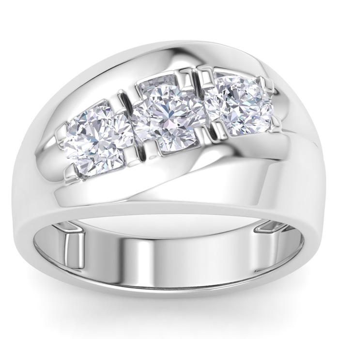 Men's 1 Carat 3 Diamond Wedding Band in 14K White Gold (  I1-I2) by SuperJeweler