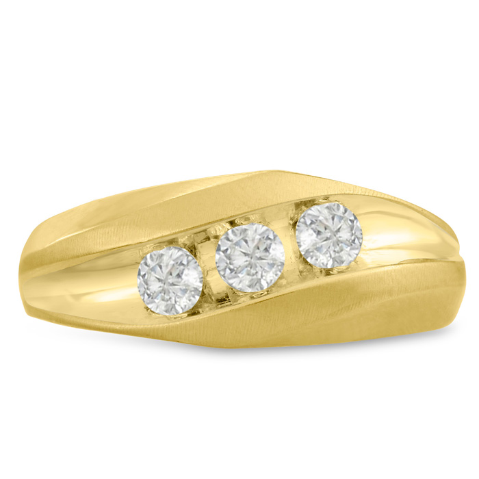 Men's 3/4 Carat Diamond Wedding Band in 14K Yellow Gold, -K, I1-I2, 8.78mm Wide by SuperJeweler