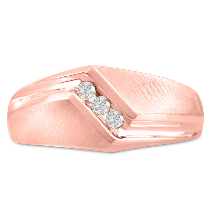 Men's 1/10 Carat Diamond Wedding Band in 14K Rose Gold, G-H Color, , 9.39mm Wide by SuperJeweler
