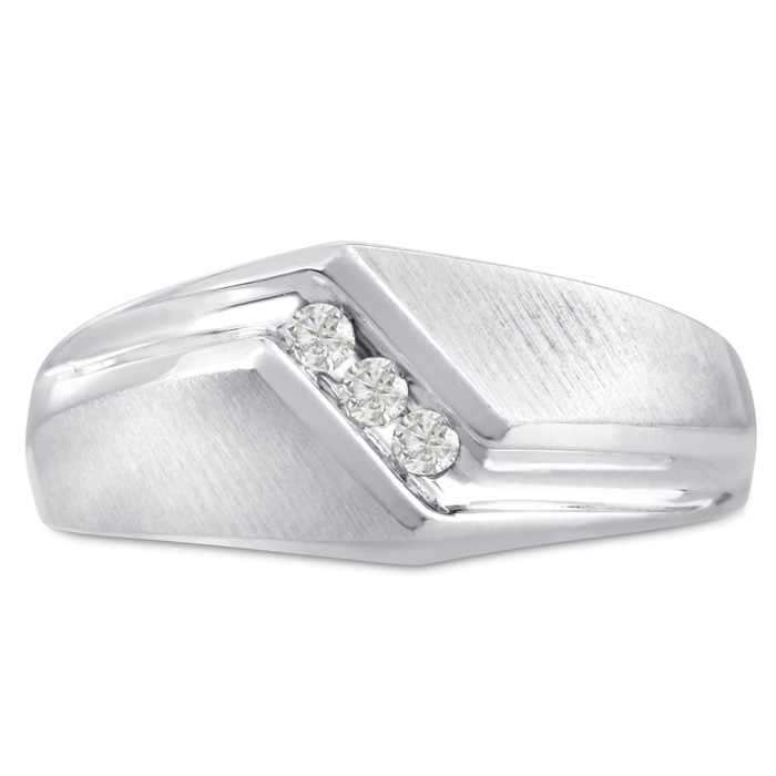 Men's 1/10 Carat Diamond Wedding Band in 14K White Gold, -K, I1-I2, 9.39mm Wide by SuperJeweler