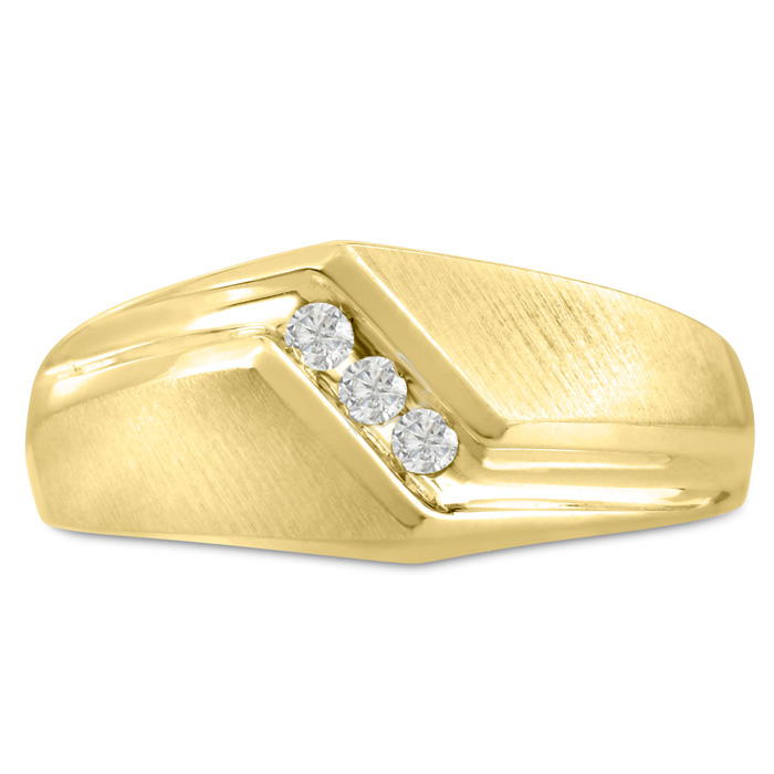 Men's 1/10 Carat Diamond Wedding Band in 14K Yellow Gold, -K, I1-I2, 9.39mm Wide by SuperJeweler