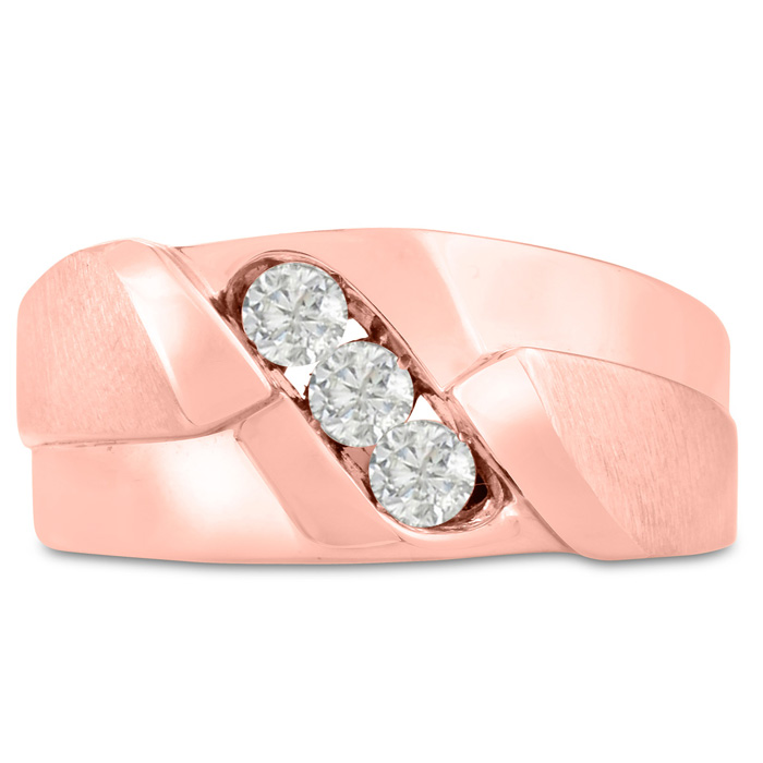 Men's 1/2 Carat Diamond Wedding Band in Rose Gold, -K, I1-I2, 10.30mm Wide by SuperJeweler