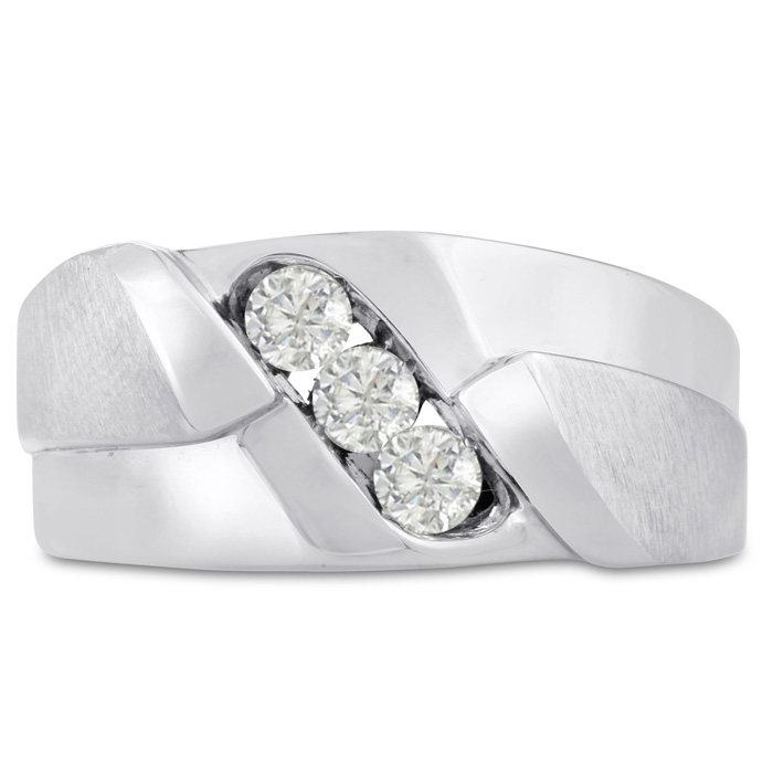Men's 1/2 Carat Diamond Wedding Band in White Gold, G-H Color, , 10.30mm Wide by SuperJeweler