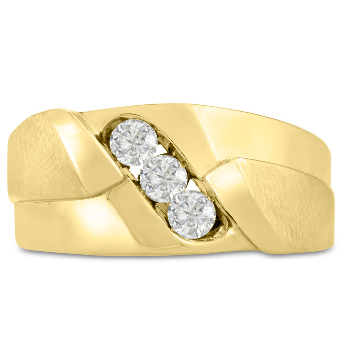 Men's 1/2 Carat Diamond Wedding Band in Yellow Gold, G-H Color, , 10.30mm Wide by SuperJeweler
