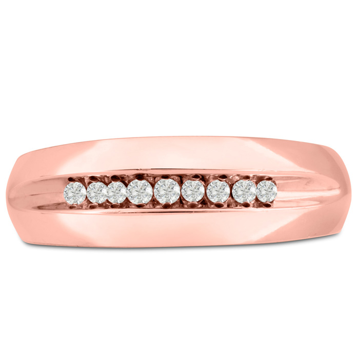 Men's 1/4 Carat Diamond Wedding Band in Rose Gold, -K, I1-I2, 7.38mm Wide by SuperJeweler
