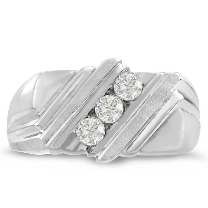 Men's 1/4 Carat Diamond Wedding Band in White Gold, -K, I1-I2, 10.19mm Wide by SuperJeweler