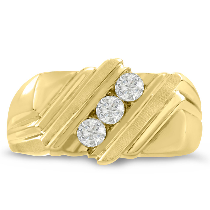 Men's 1/4 Carat Diamond Wedding Band in 14K Yellow Gold, -K, I1-I2, 10.19mm Wide by SuperJeweler