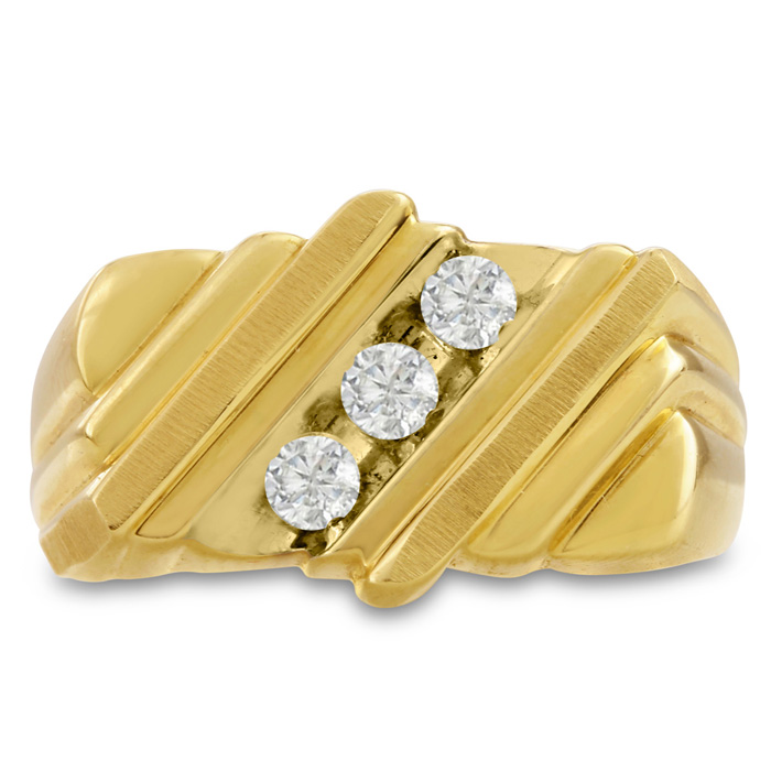 Men's 1/2 Carat Diamond Wedding Band in 14K Yellow Gold, G-H Color, , 12.16mm Wide by SuperJeweler