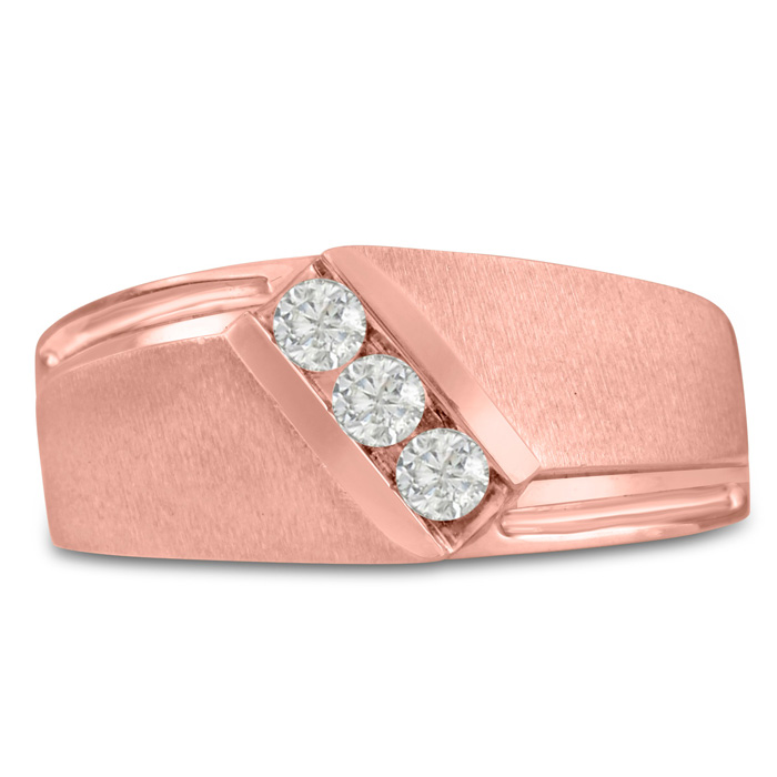 Men's 1/3 Carat Diamond Wedding Band in 14K Rose Gold, G-H Color, , 10.19mm Wide by SuperJeweler