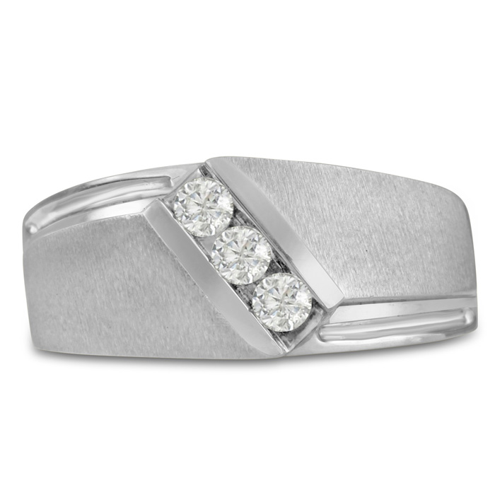 Men's 1/3 Carat Diamond Wedding Band in 14K White Gold, G-H Color, , 10.19mm Wide by SuperJeweler