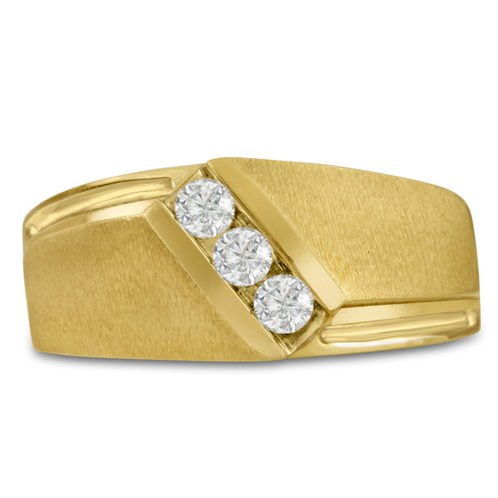 Men's 1/3 Carat Diamond Wedding Band in 14K Yellow Gold, G-H Color, , 10.19mm Wide by SuperJeweler