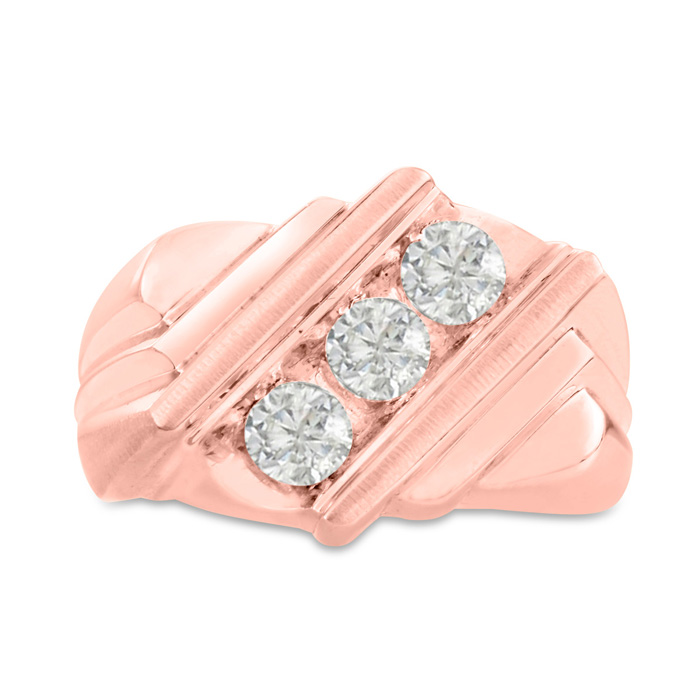 Men's 1 Carat Diamond Wedding Band in 14K Rose Gold