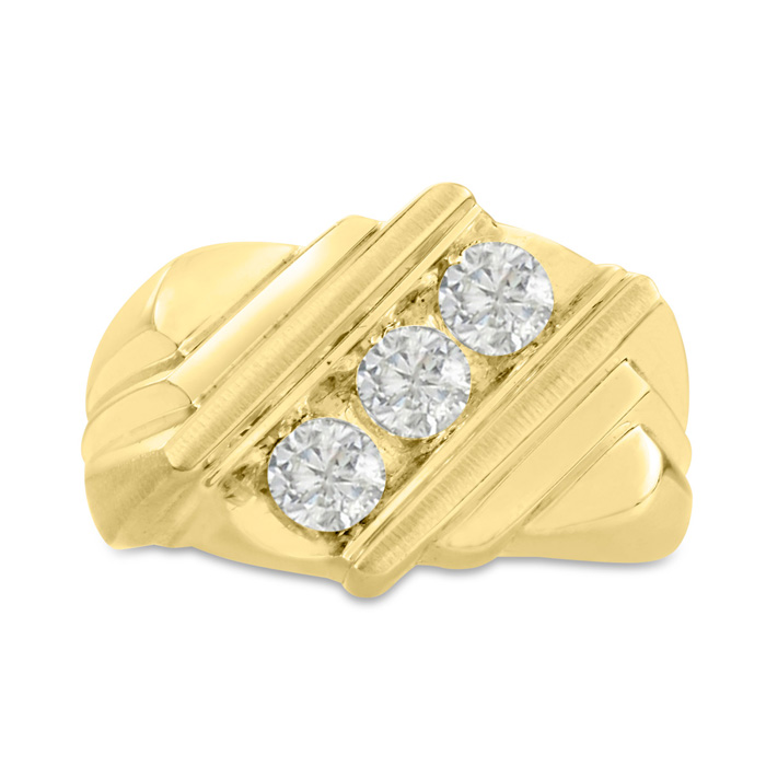 Men's 1 Carat Diamond Wedding Band in 14K Yellow Gold, -K, I1-I2, 15.71mm Wide by SuperJeweler