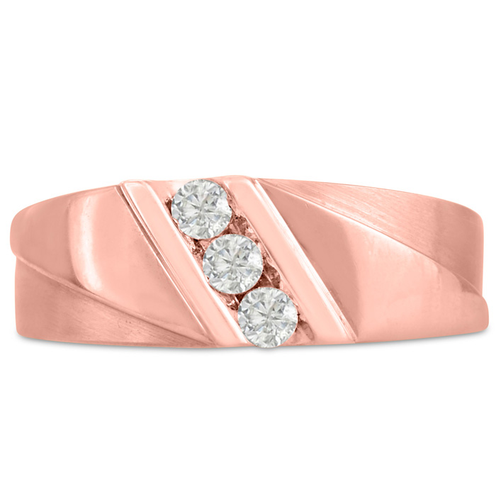 Men's 1/4 Carat Diamond Wedding Band in Rose Gold, -K, I1-I2, 8.24mm Wide by SuperJeweler
