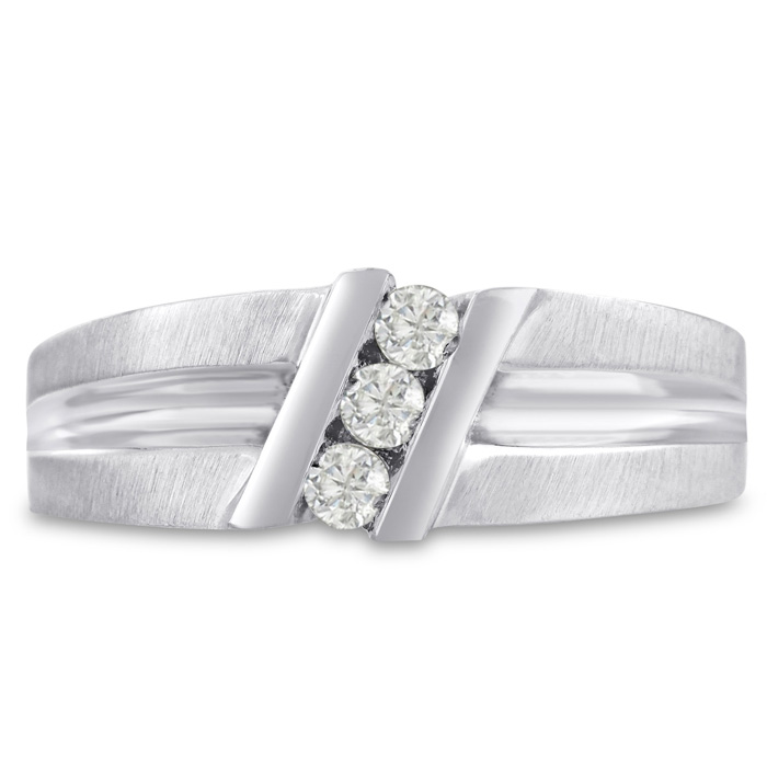 Men's 1/4 Carat Diamond Wedding Band in White Gold, -K, I1-I2, 8.29mm Wide by SuperJeweler