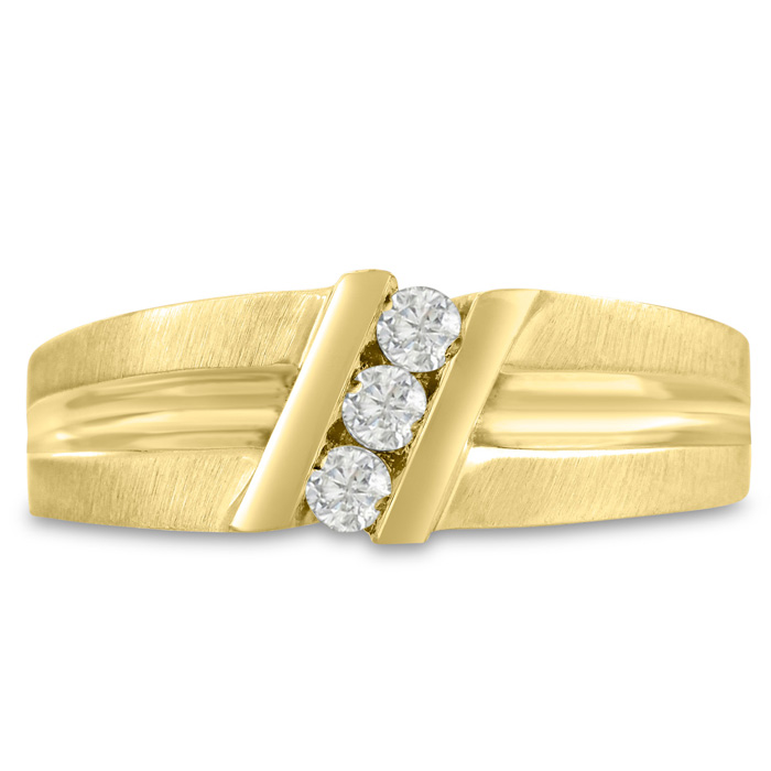 Men's 1/4 Carat Diamond Wedding Band in Yellow Gold, -K, I1-I2, 8.29mm Wide by SuperJeweler