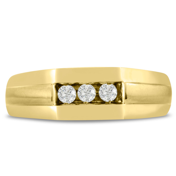 Men's 1/4 Carat Diamond Wedding Band in Yellow Gold, -K, I1-I2, 7.17mm Wide by SuperJeweler