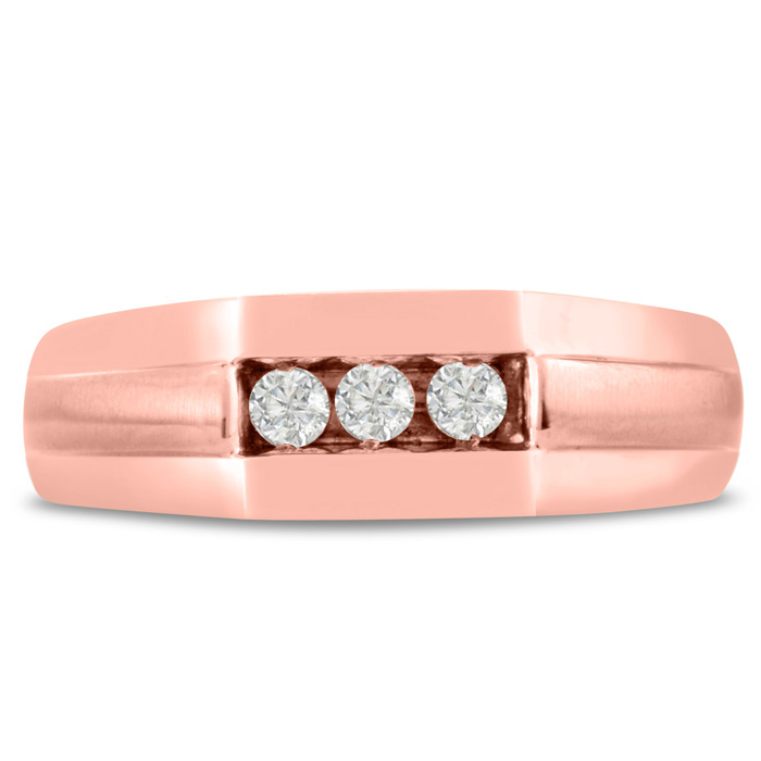 Men's 1/4 Carat Diamond Wedding Band in 14K Rose Gold, G-H Color, , 7.17mm Wide by SuperJeweler