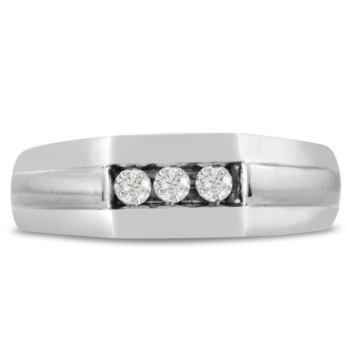 Men's 1/4 Carat Diamond Wedding Band in 14K White Gold, -K, I1-I2, 7.17mm Wide by SuperJeweler