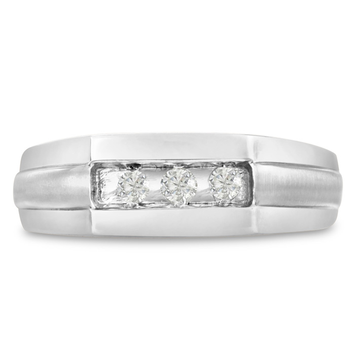 Men's 1/3 Carat Diamond Wedding Band in White Gold, G-H Color, , 7.28mm Wide by SuperJeweler