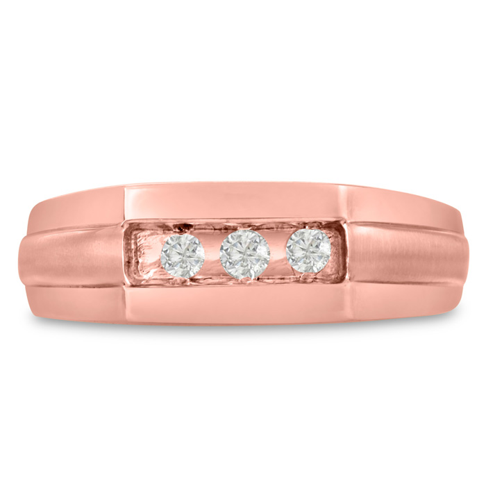 Men's 1/3 Carat Diamond Wedding Band in 14K Rose Gold, G-H Color, , 7.28mm Wide by SuperJeweler