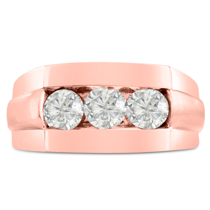 Men's 1 Carat Diamond Wedding Band in Rose Gold, -K, I1-I2, 10.61mm Wide by SuperJeweler