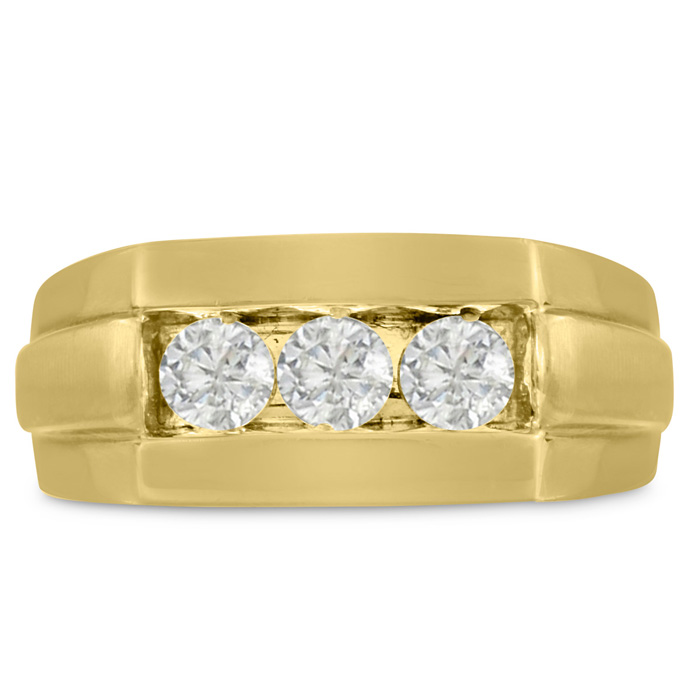 Men's 3/4 Carat Diamond Wedding Band in 14K Yellow Gold, -K, I1-I2, 9.57mm Wide by SuperJeweler