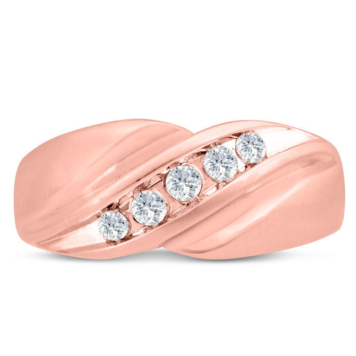 Men's 1/3 Carat Diamond Wedding Band in 14K Rose Gold, -K, I1-I2, 9.61mm Wide by SuperJeweler