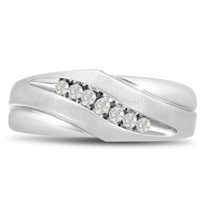 Men's 1/10 Carat Diamond Wedding Band in White Gold, G-H Color, , 8.0mm Wide by SuperJeweler