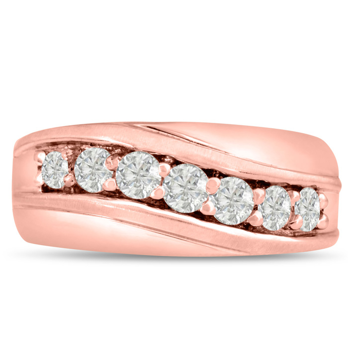 Men's 1 Carat Diamond Wedding Band in Rose Gold, -K, I1-I2, 9.88mm Wide by SuperJeweler