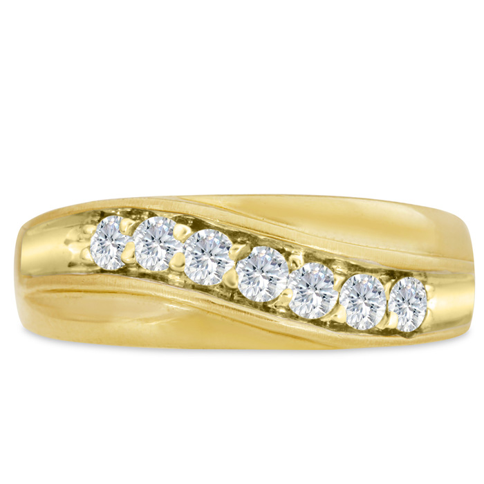 Men's 1/2 Carat Diamond Wedding Band in Yellow Gold, G-H Color, , 7.63mm Wide by SuperJeweler